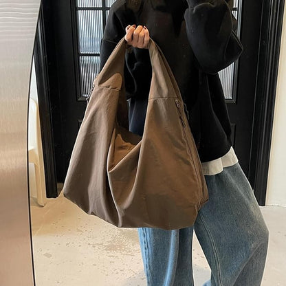 Women's Solid Color Textured Draped Tote Bag
