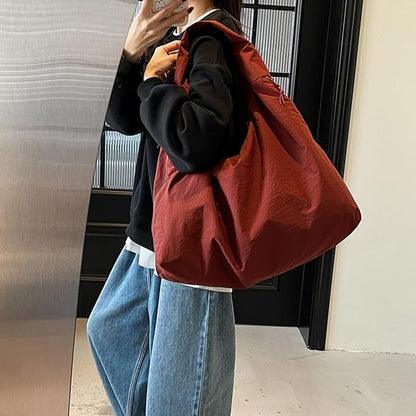Women's Solid Color Textured Draped Tote Bag
