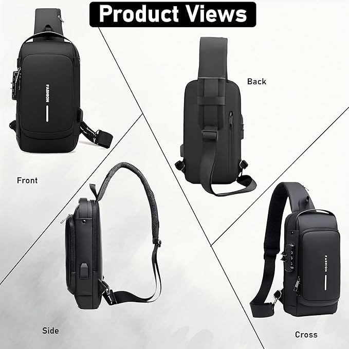 Anti-theft Waterproof Chest Bag with USB Charging Port