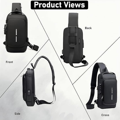Anti-theft Waterproof Chest Bag with USB Charging Port