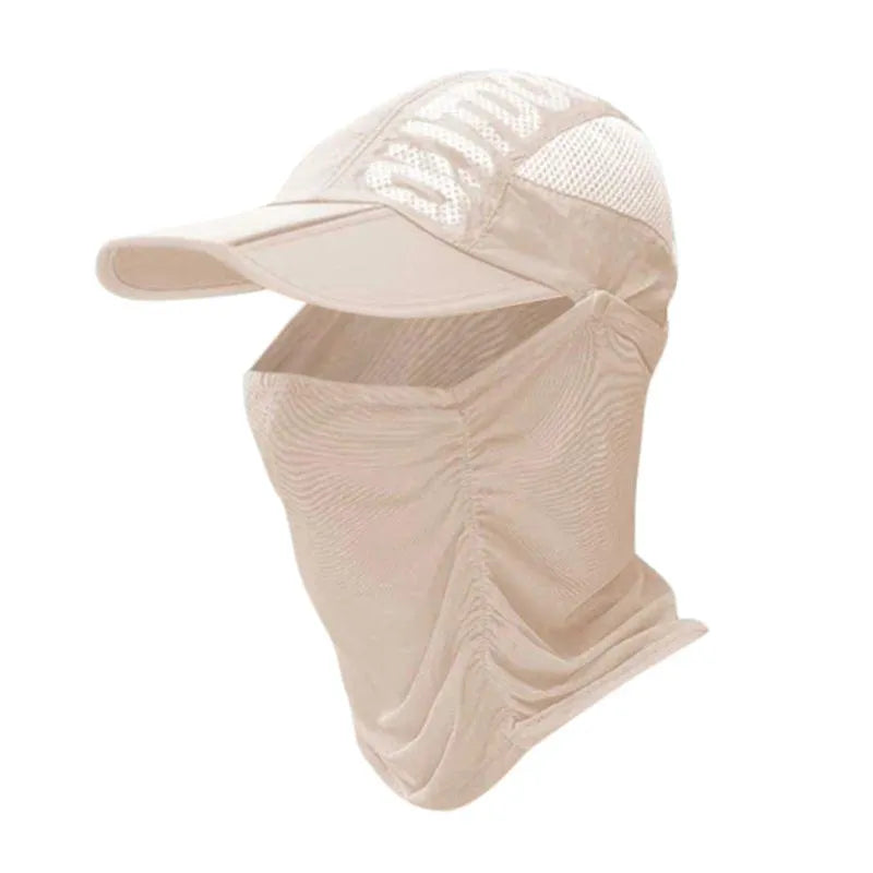 Unisex Sun Protection Cap with Face Mask Cover UPF 50+