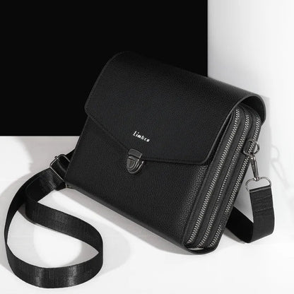 Men's Leather Multiple Compartments Sling Bag