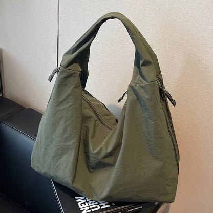 Women's Solid Color Textured Draped Tote Bag
