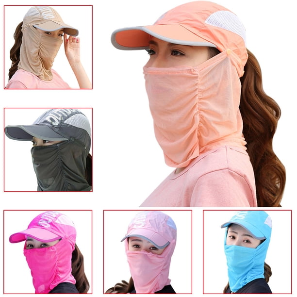 Unisex Sun Protection Cap with Face Mask Cover UPF 50+