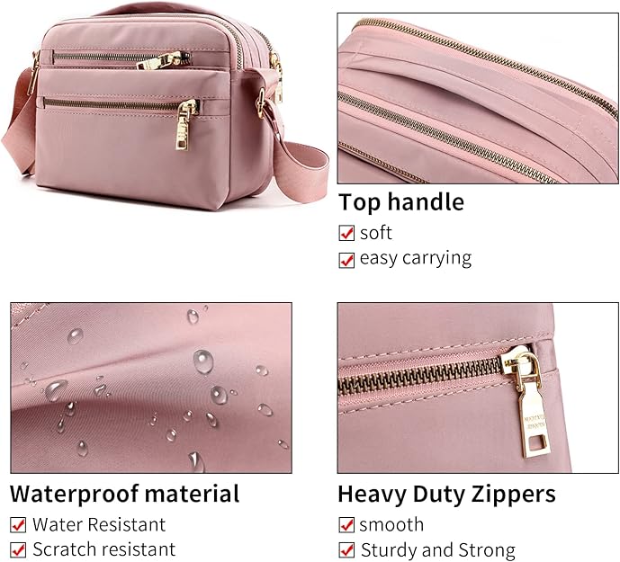 Multi Pocket Waterproof Nylon Messenger Crossbody Bag