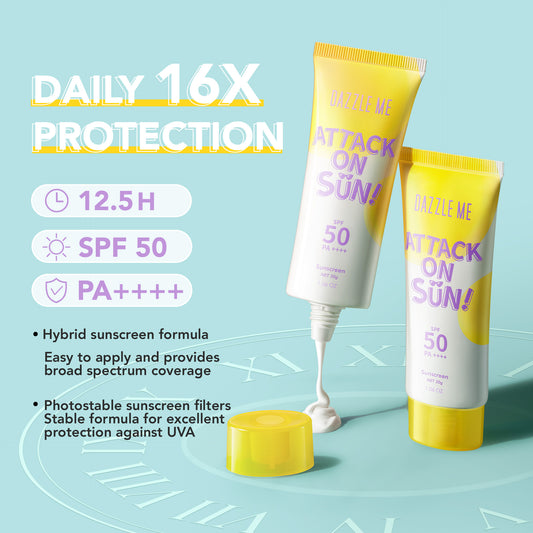 DAZZLE ME Attack on Sun! Sunscreen SPF 50 PA ++++ - Face Sunblock Sun Protection UV Protection