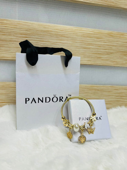 Pandora Inspired Silver & Gold Plated Charm Bracelet