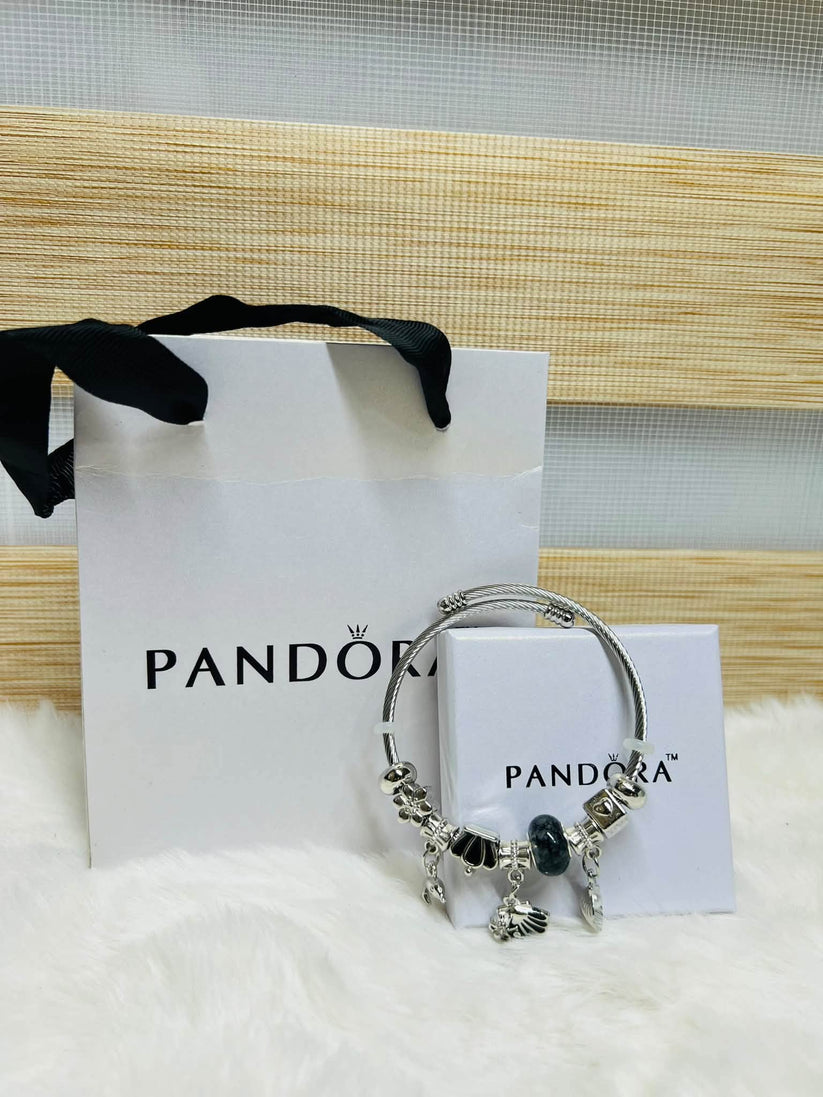 Pandora Inspired Silver & Gold Plated Charm Bracelet