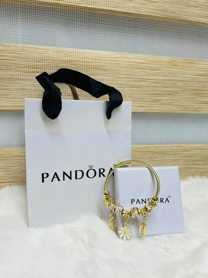 Pandora Inspired Silver & Gold Plated Charm Bracelet