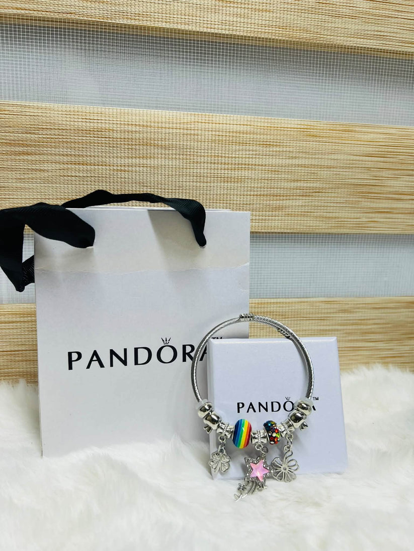 Pandora Inspired Silver & Gold Plated Charm Bracelet