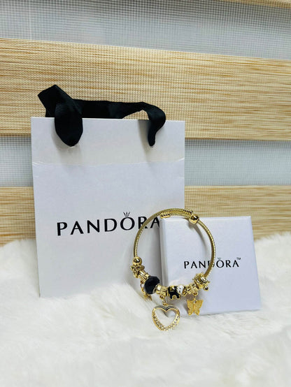 Pandora Inspired Silver & Gold Plated Charm Bracelet