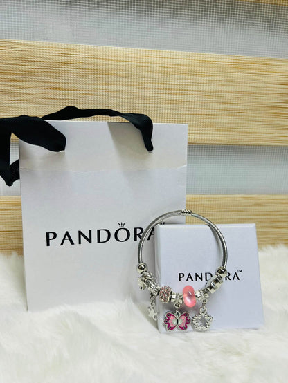 Pandora Inspired Silver & Gold Plated Charm Bracelet