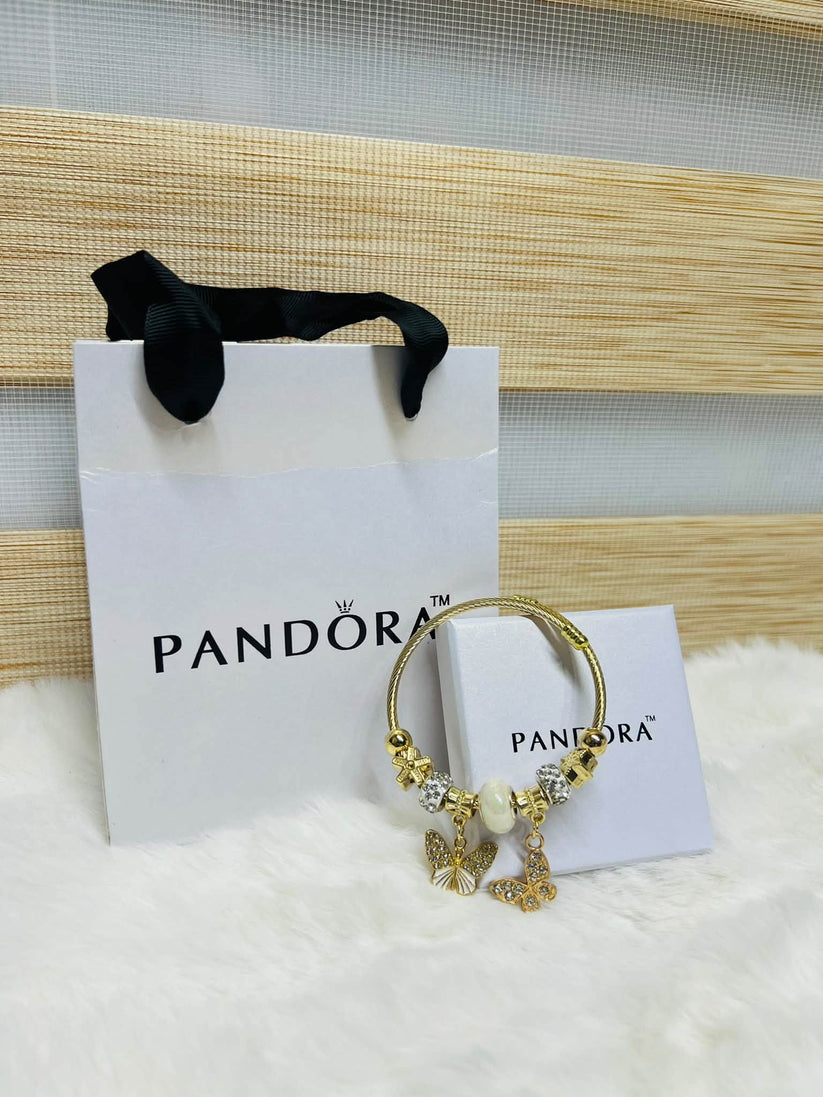 Pandora Inspired Silver & Gold Plated Charm Bracelet