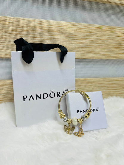 Pandora Inspired Silver & Gold Plated Charm Bracelet