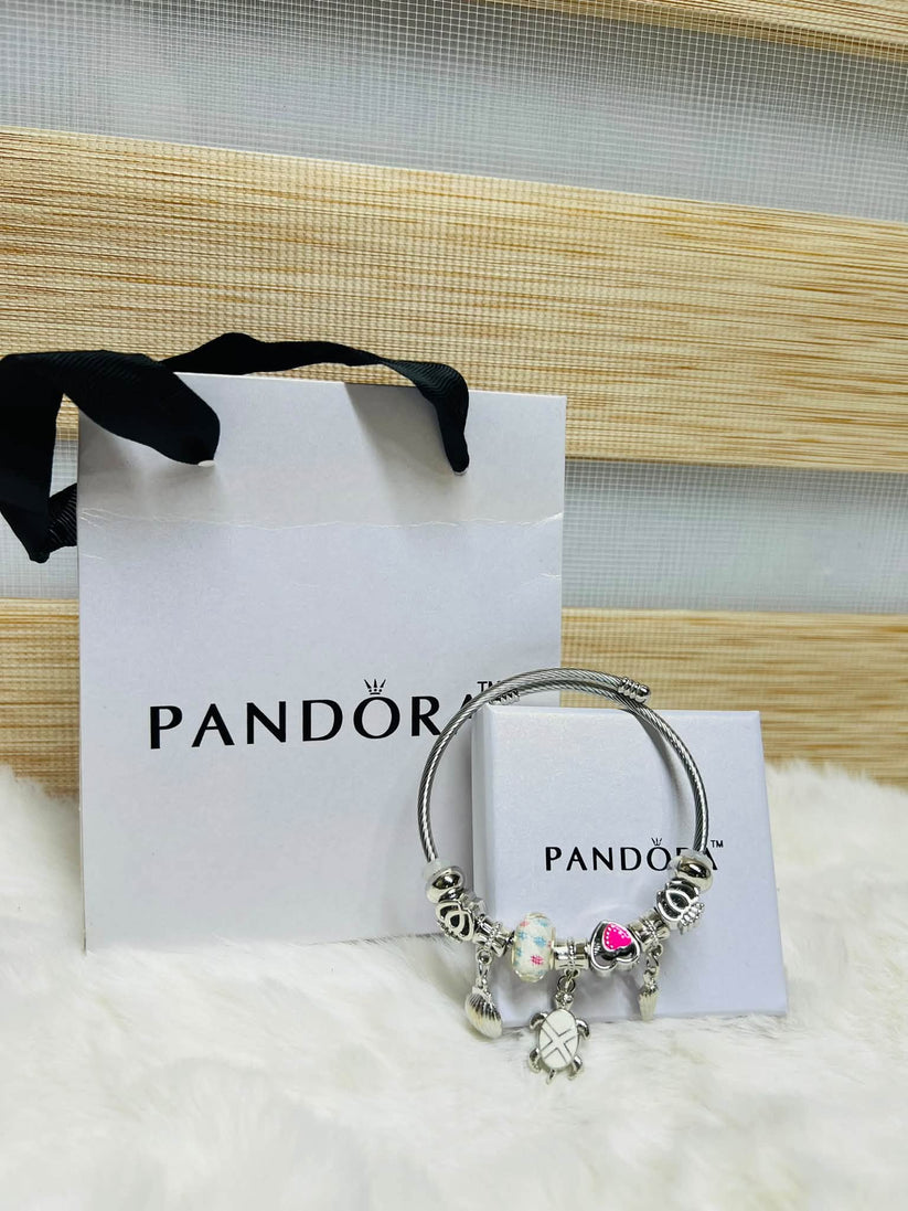 Pandora Inspired Silver & Gold Plated Charm Bracelet