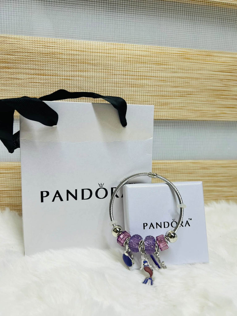 Pandora Inspired Silver & Gold Plated Charm Bracelet