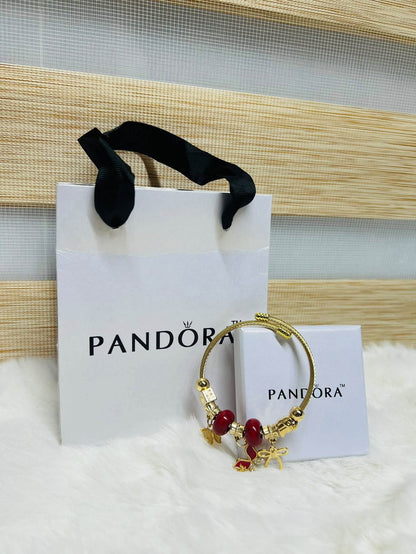 Pandora Inspired Silver & Gold Plated Charm Bracelet