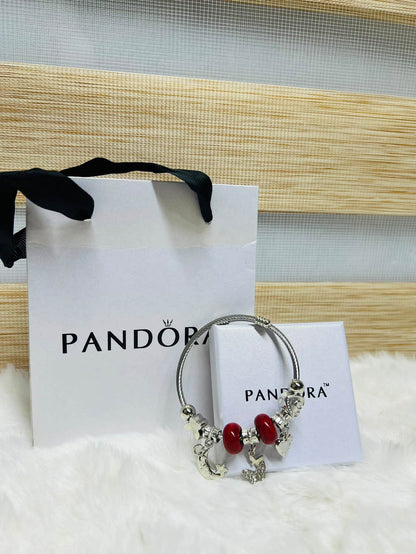 Pandora Inspired Silver & Gold Plated Charm Bracelet