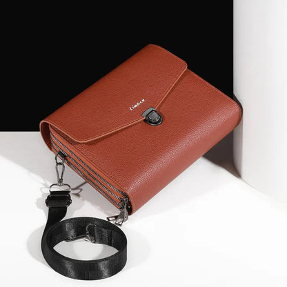 Men's Leather Multiple Compartments Sling Bag