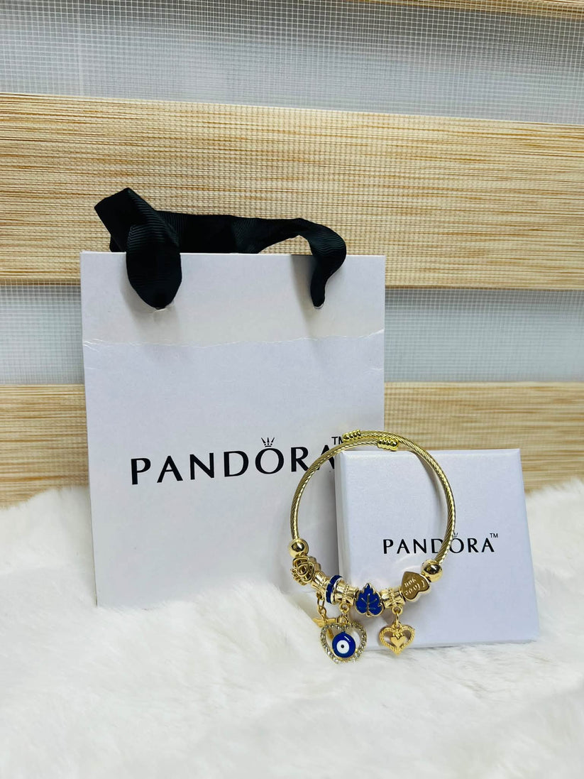 Pandora Inspired Silver & Gold Plated Charm Bracelet