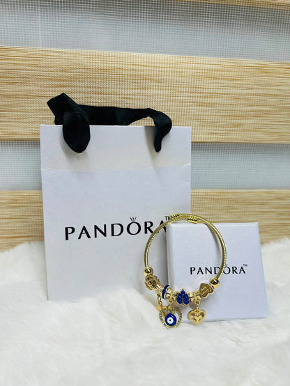 Pandora Inspired Silver & Gold Plated Charm Bracelet