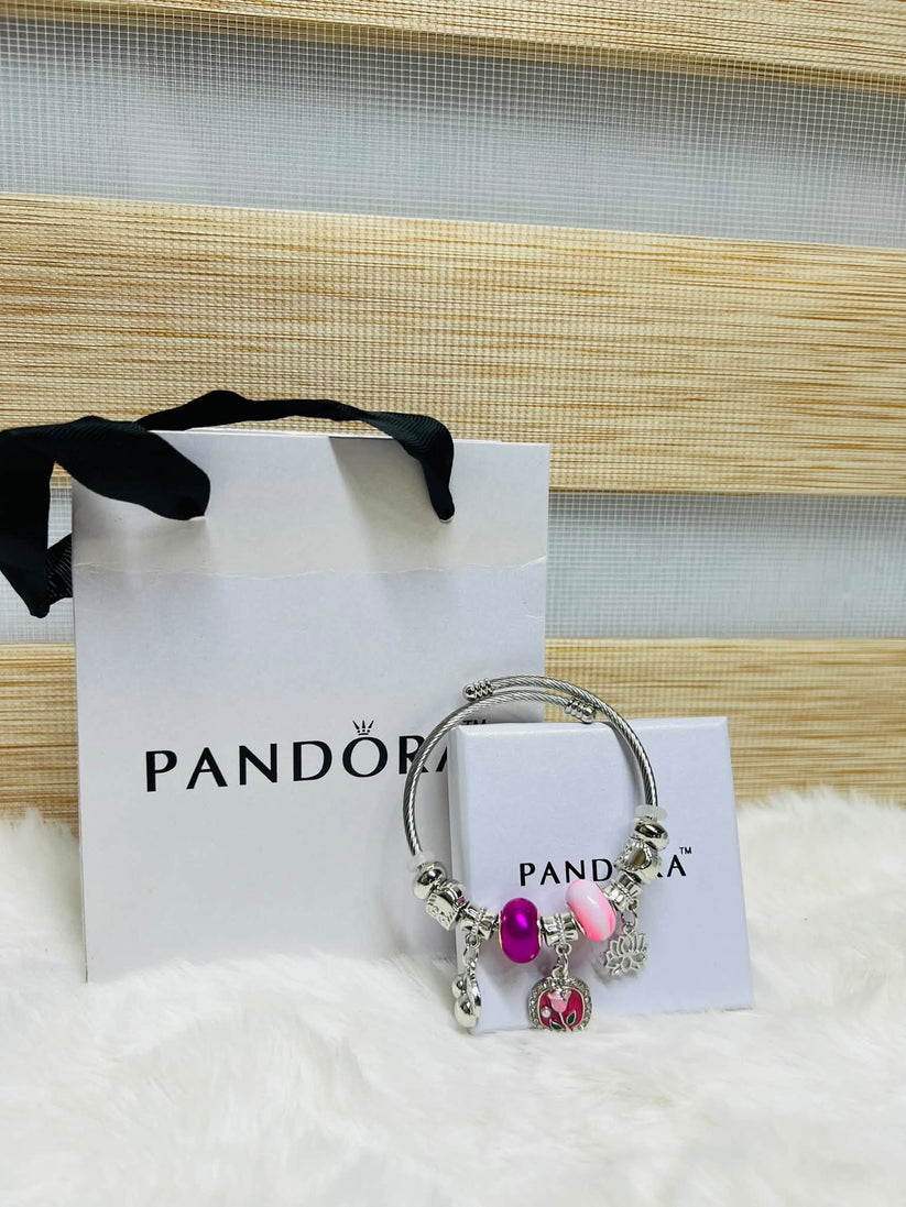 Pandora Inspired Silver & Gold Plated Charm Bracelet