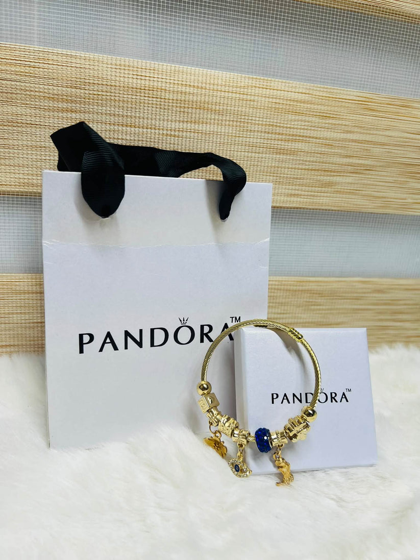 Pandora Inspired Silver & Gold Plated Charm Bracelet