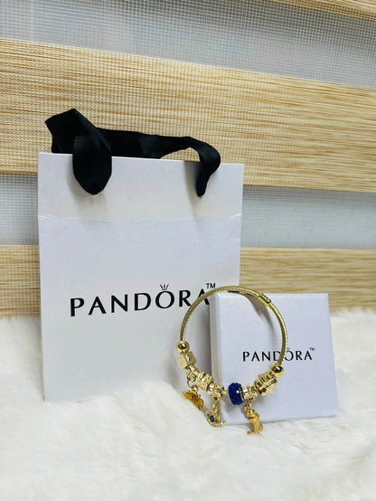 Pandora Inspired Silver & Gold Plated Charm Bracelet