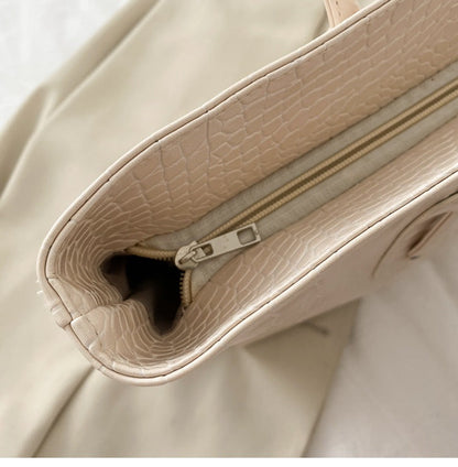 Crocodile Pattern Leather Tote Bag