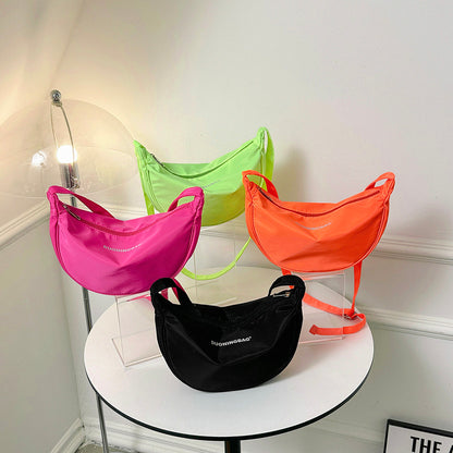 Pop-Color Crescent Shoulder Bag
