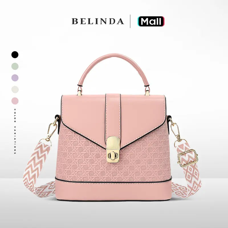 Stylish Embossed Handbag with Wide Strap