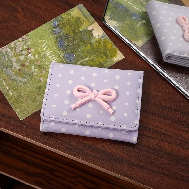 Cute Ribbon Polka Dot Mini Wallet