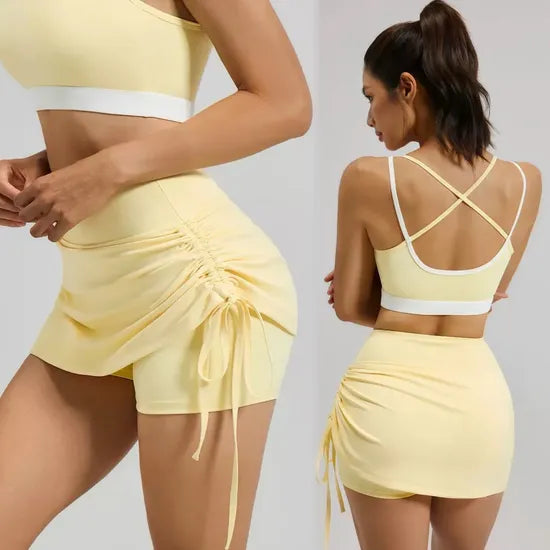 High Waist Elastic Women Side Drawstring Design with Inner Short