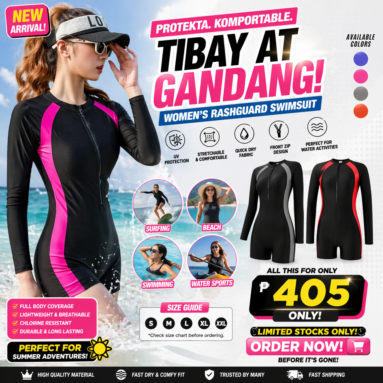 One-Piece Zipper Rash Guard