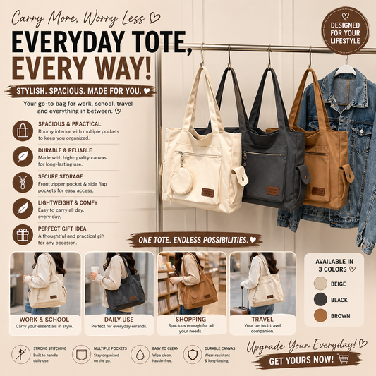 2-in-1 Canvas Tote Bag with Coin Purse