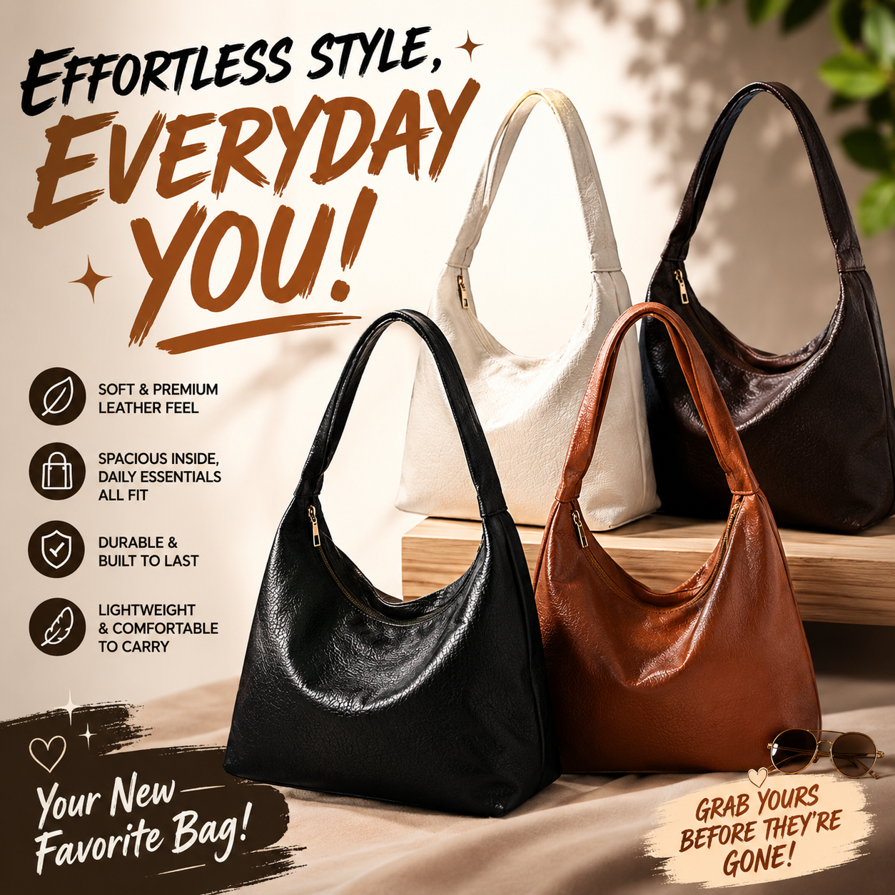 Soft Leather Hobo Bag