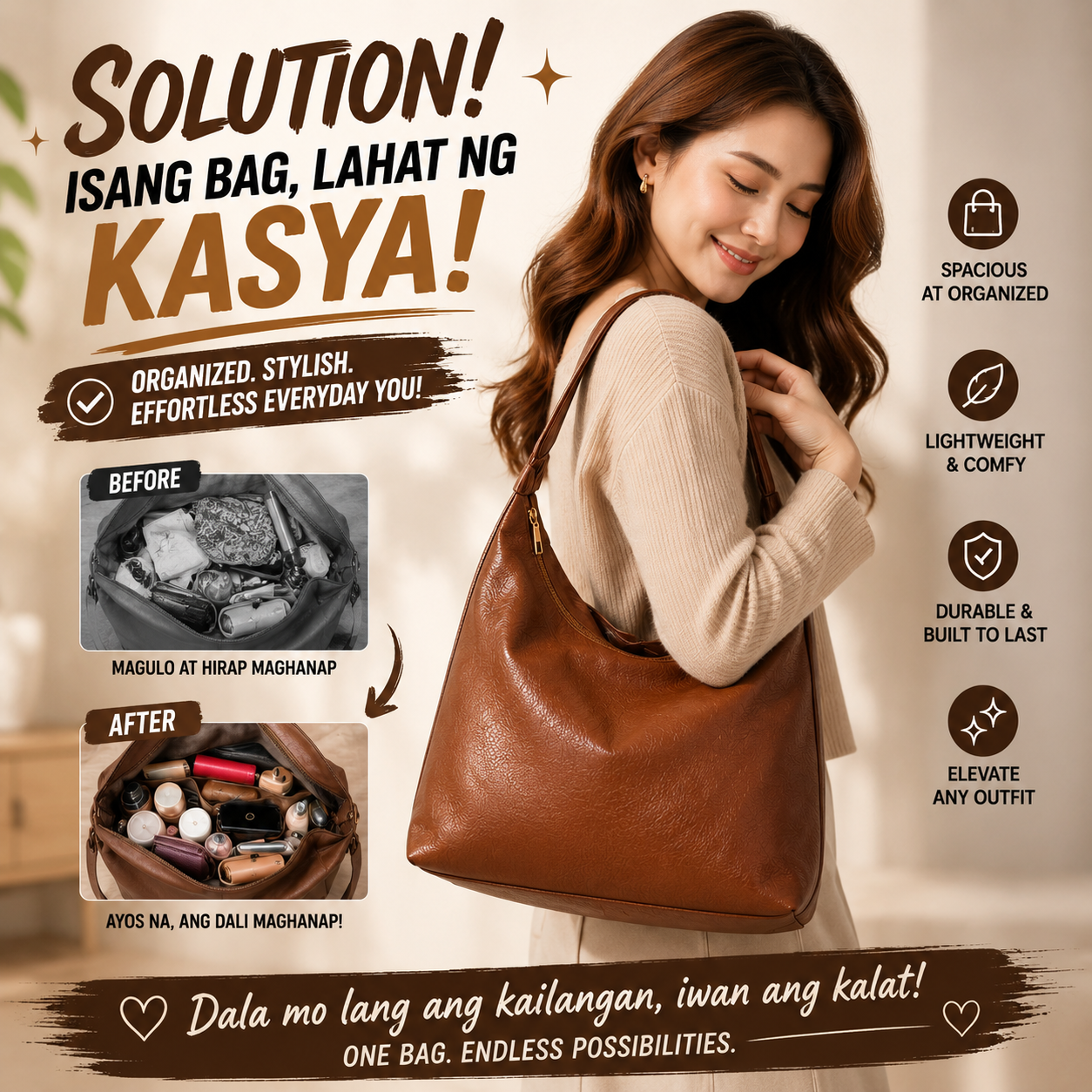 Soft Leather Hobo Bag