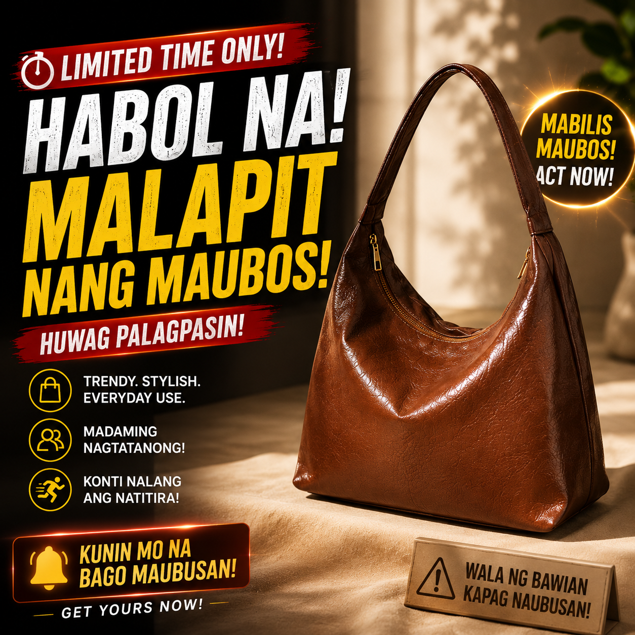 Soft Leather Hobo Bag