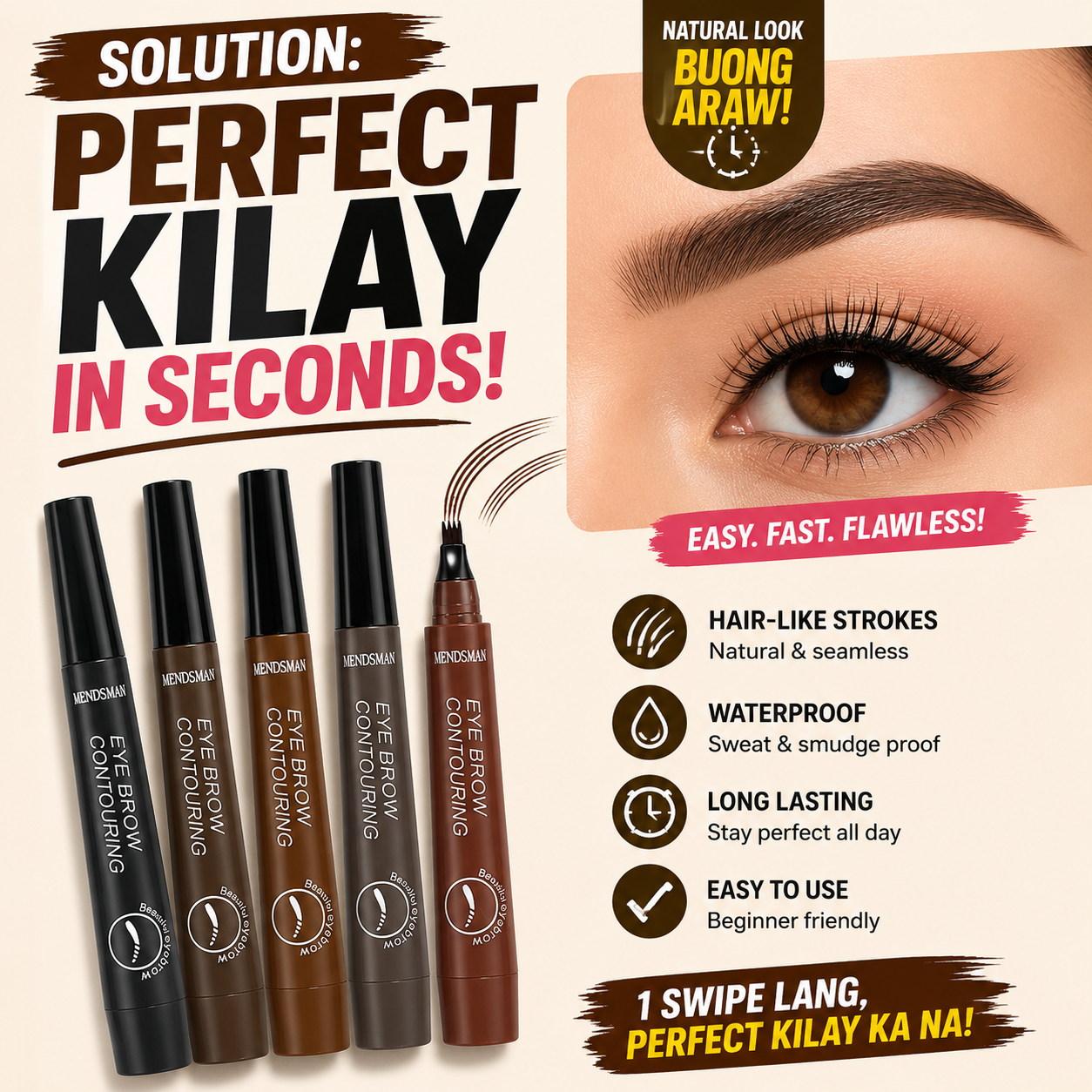 Waterproof 4 Tip Liquid Brow Tattoo Pen
