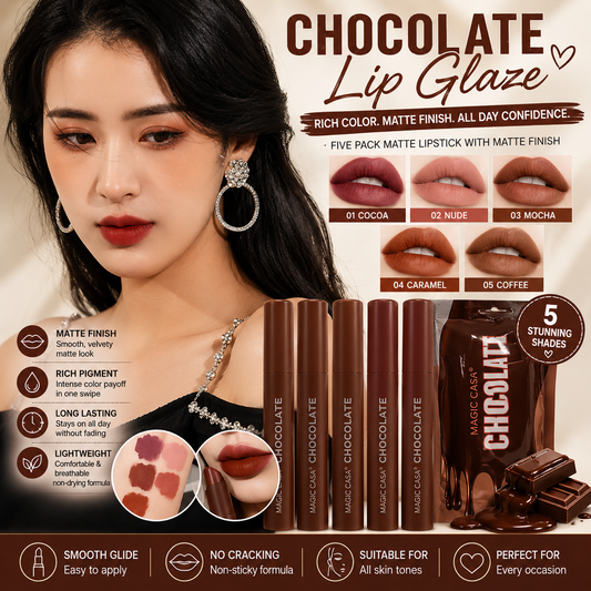 MAGIC CASA 5PCS Chocolate Matte Lip Glaze Set