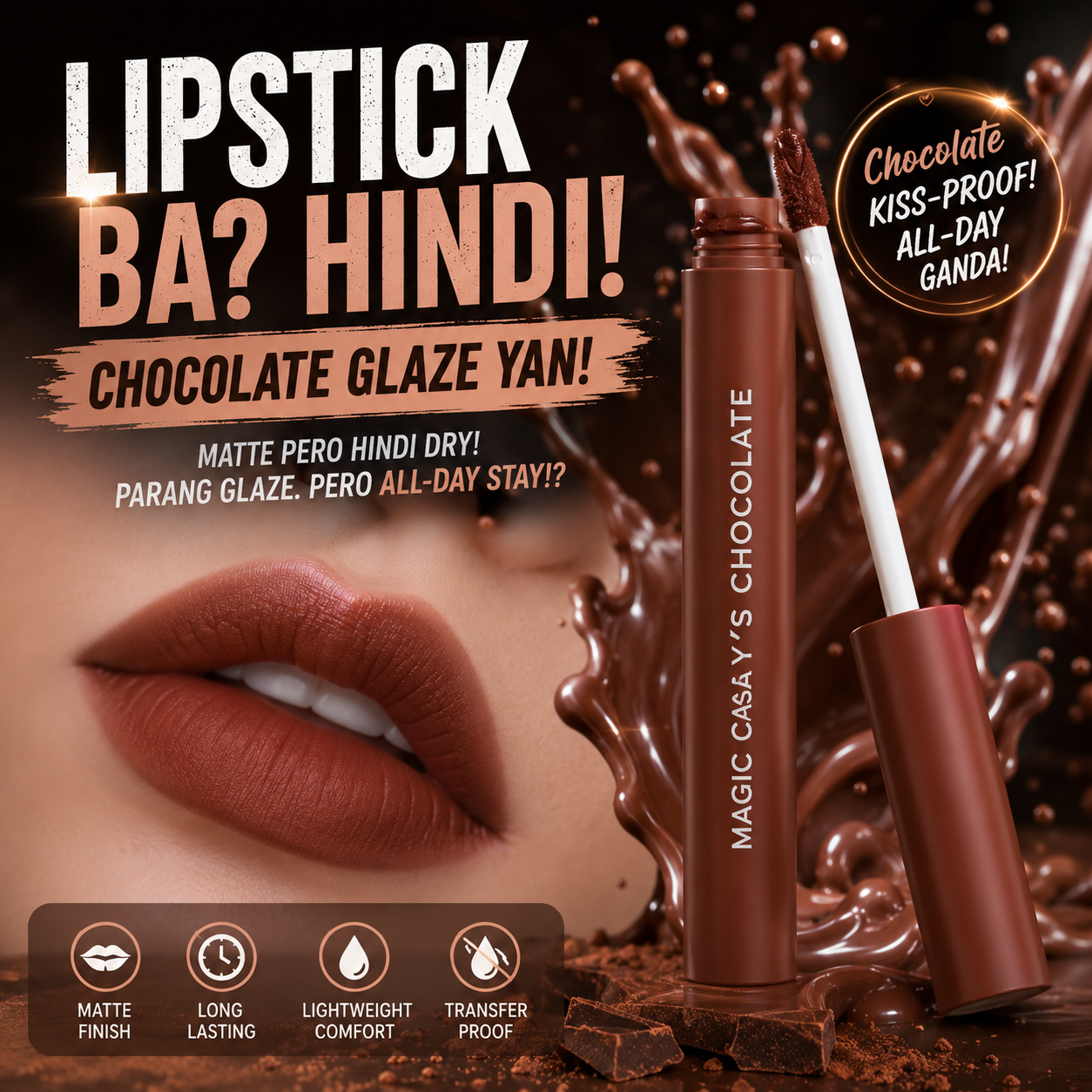 MAGIC CASA 5PCS Chocolate Matte Lip Glaze Set