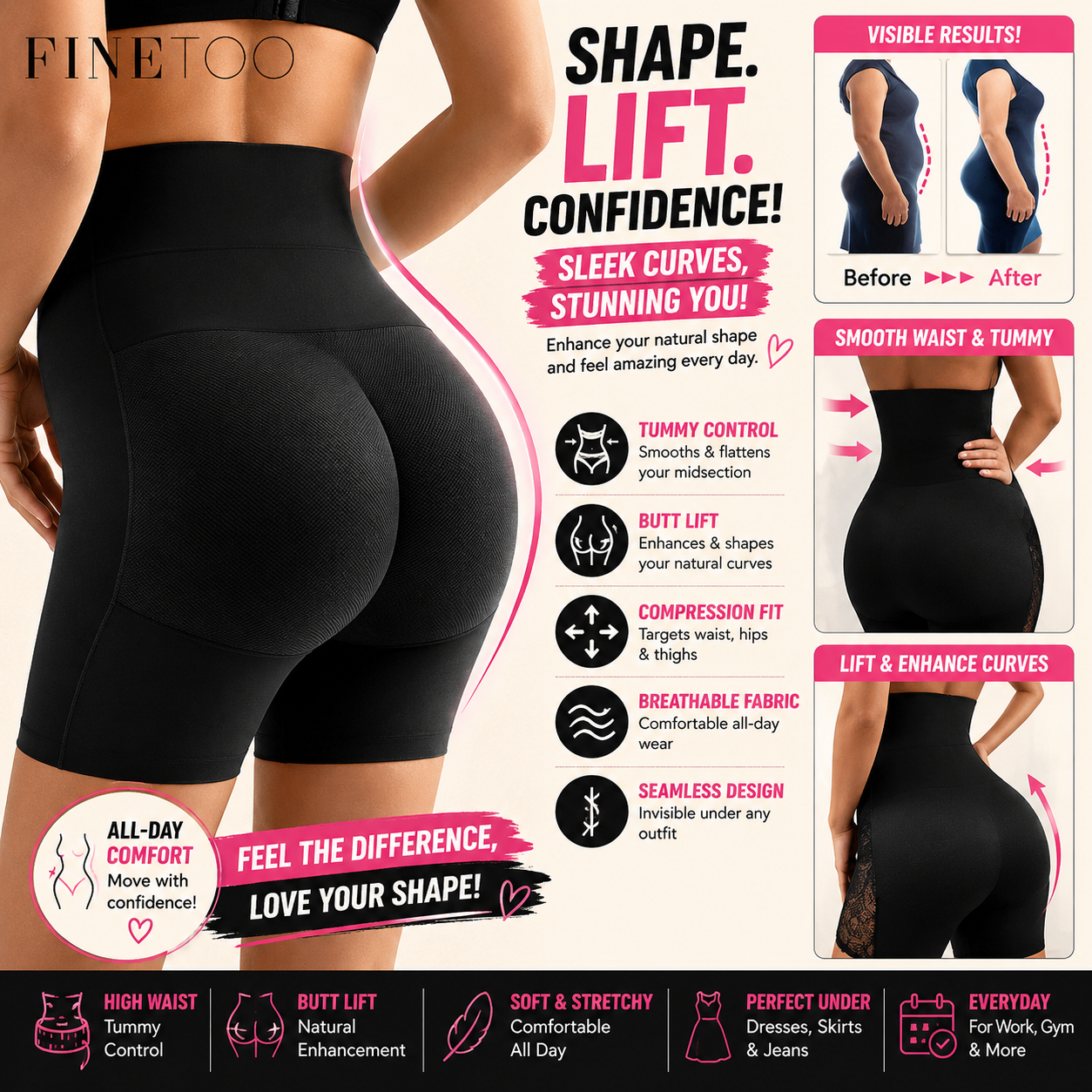 Seamless High Waist Butt Padded Short