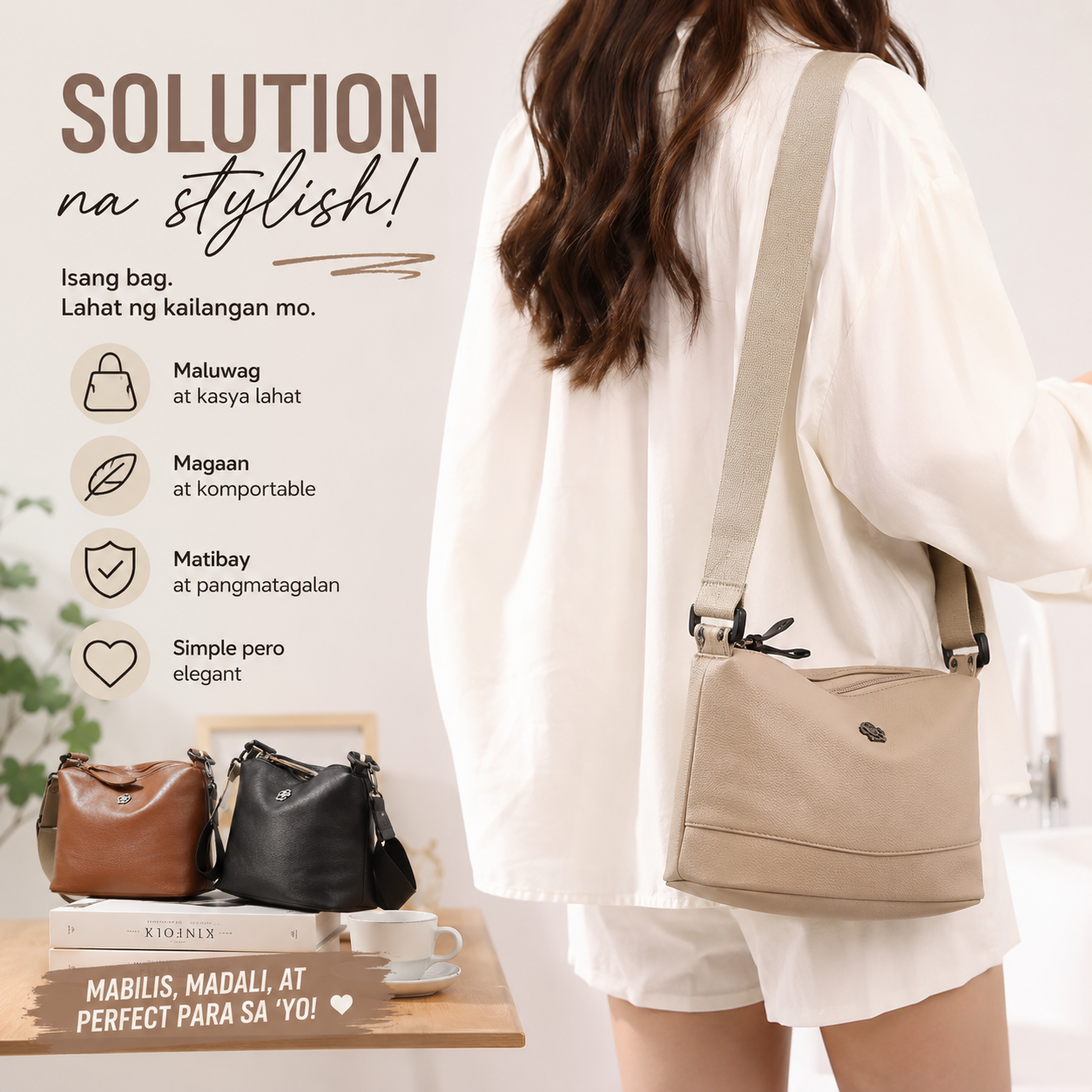 Soft Leather Large Capacity Shoulder Sling Bag