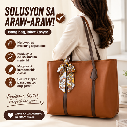 Large Capacity Tote Bag with Silk Ribbon
