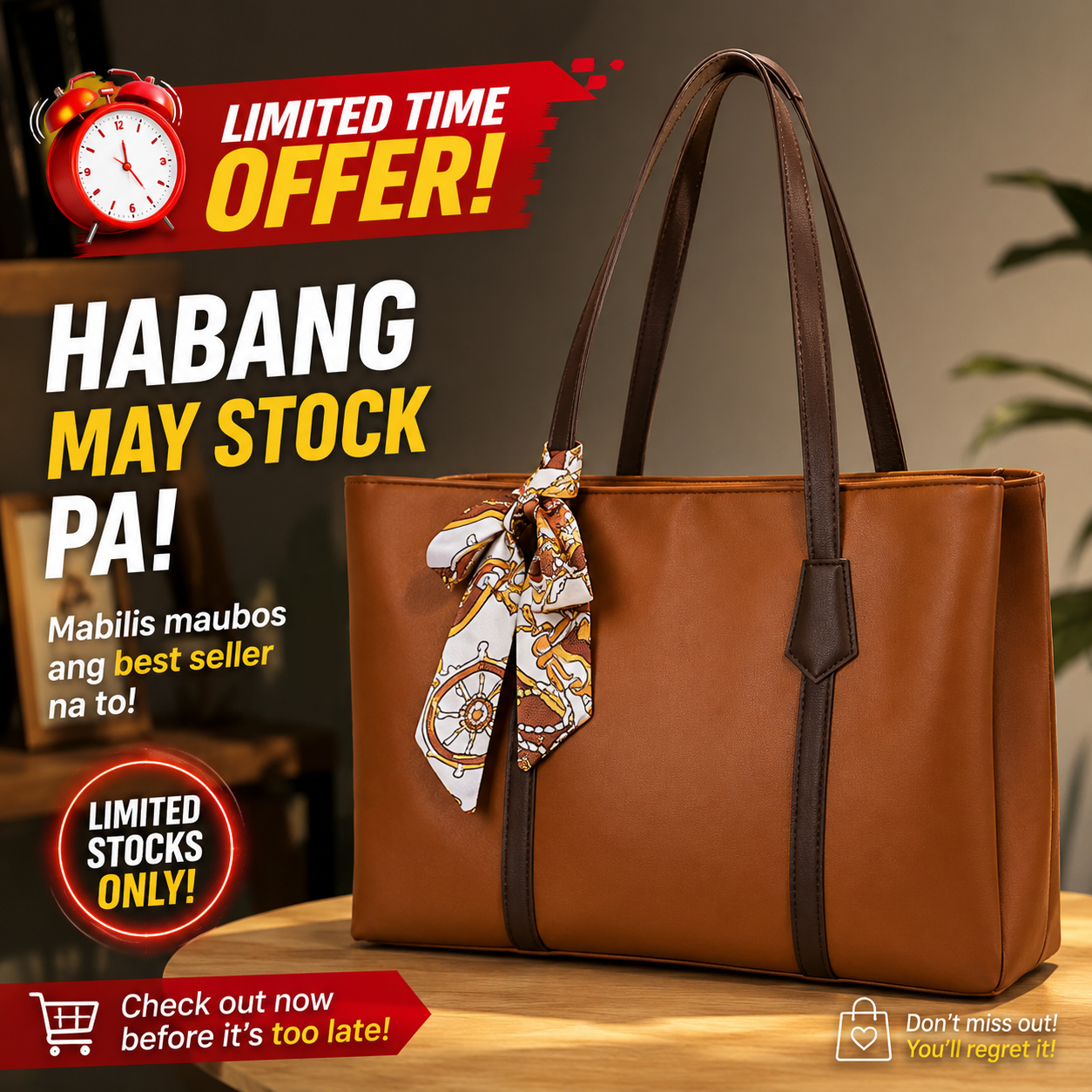 Large Capacity Tote Bag with Silk Ribbon