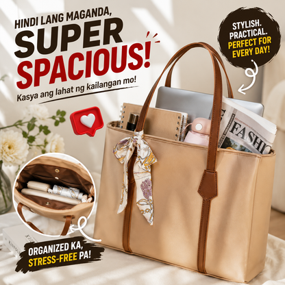 Large Capacity Tote Bag with Silk Ribbon