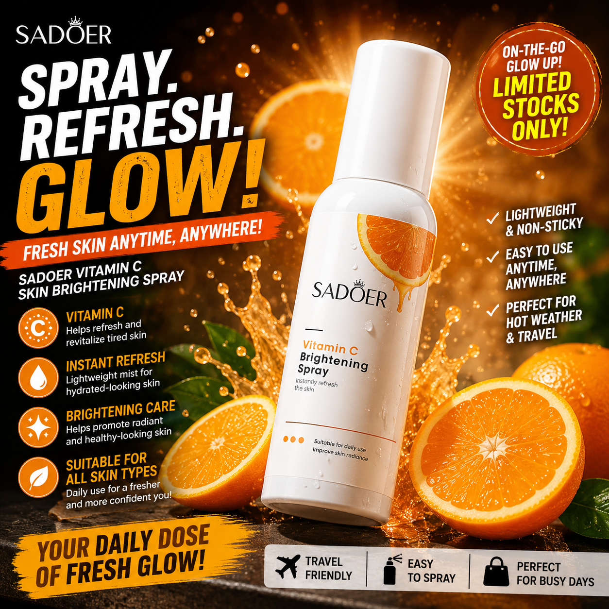 SADOER Vitamin C Skin Brightening Spray