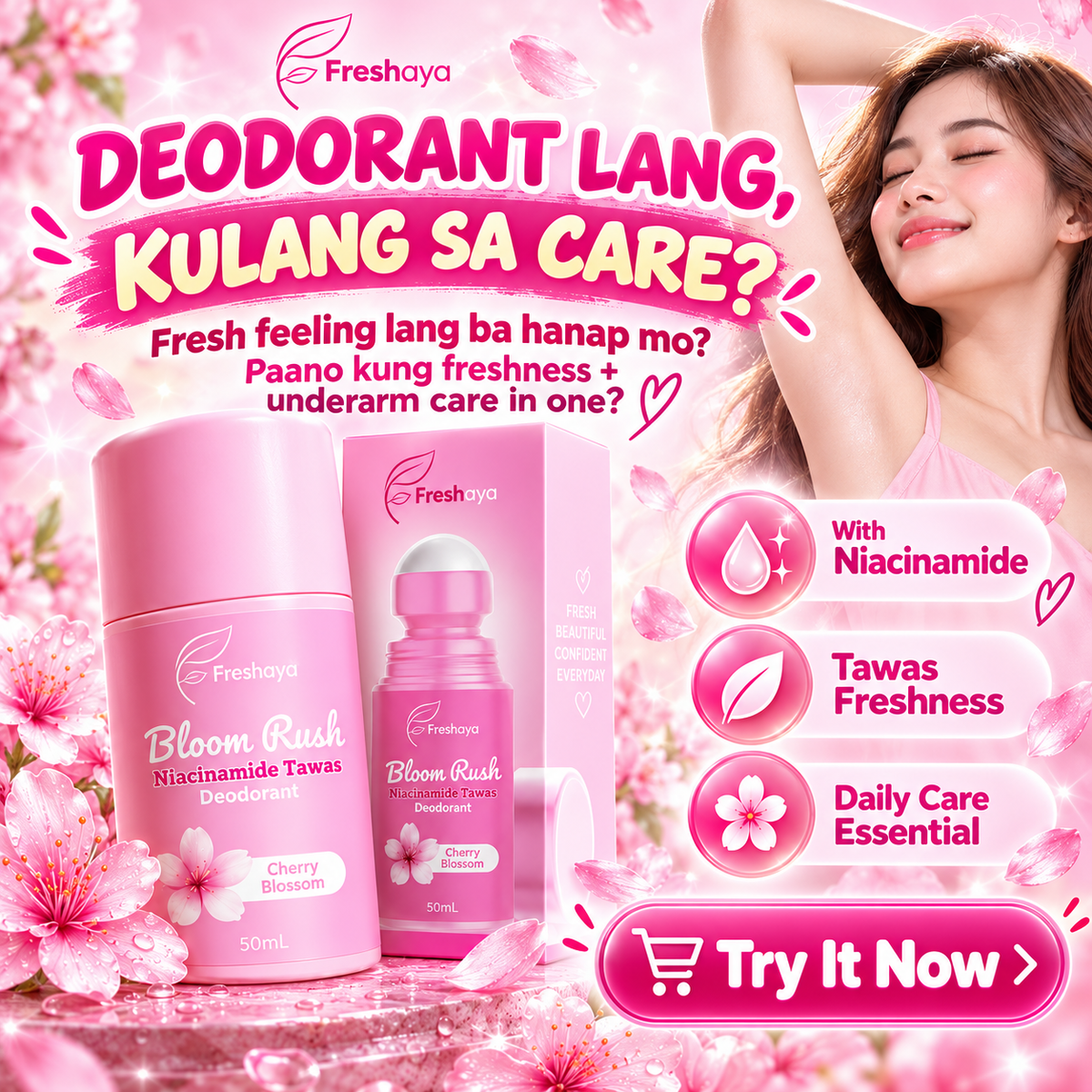 Freshaya Bloom Rush Niacinamide Tawas Deodorant