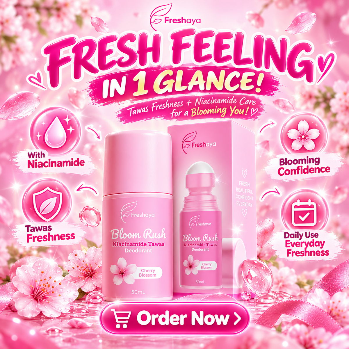 Freshaya Bloom Rush Niacinamide Tawas Deodorant