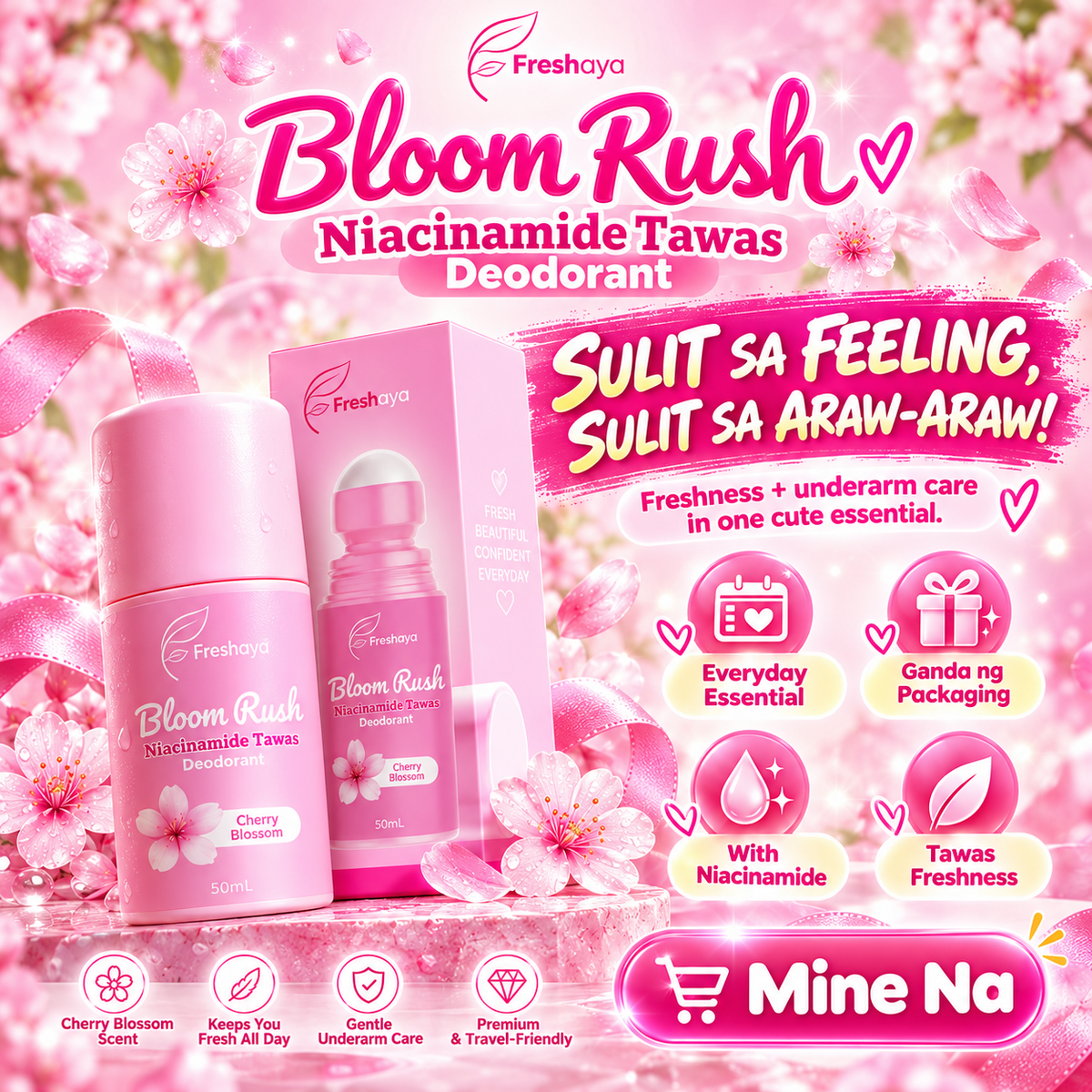 Freshaya Bloom Rush Niacinamide Tawas Deodorant